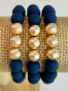 Set of Three Beaded Bracelets - Navy