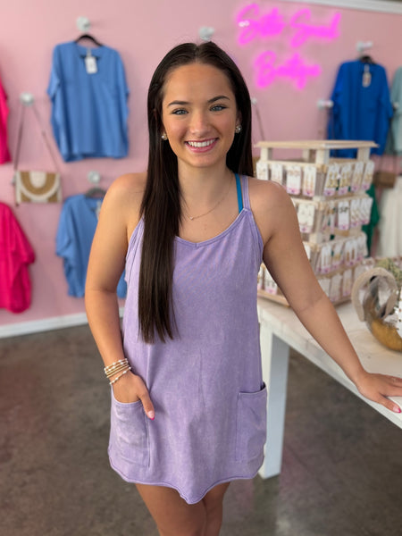 Coastal Crush Romper Dress - Purple