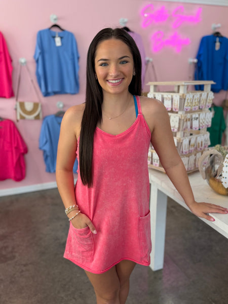 Coastal Crush Romper Dress - Pink