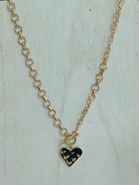 Bar & Ring Clasp Heart Necklace