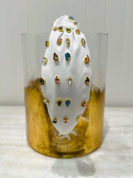 Gemstone Grace Headband - White
