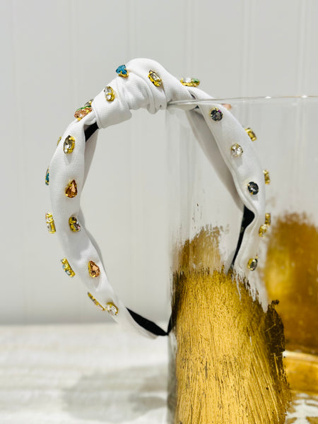 Gemstone Grace Headband - White
