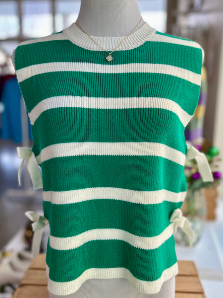 Stripes On My Side Sweater Vest - Green