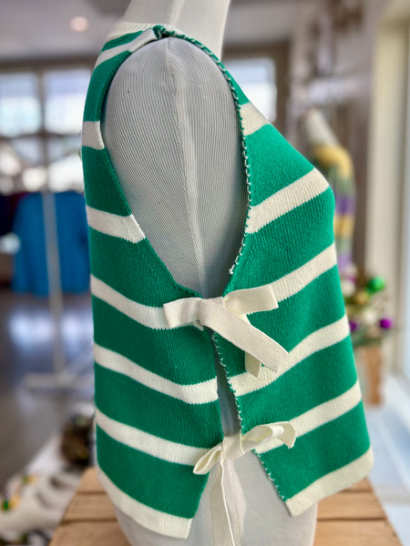 Stripes On My Side Sweater Vest - Green