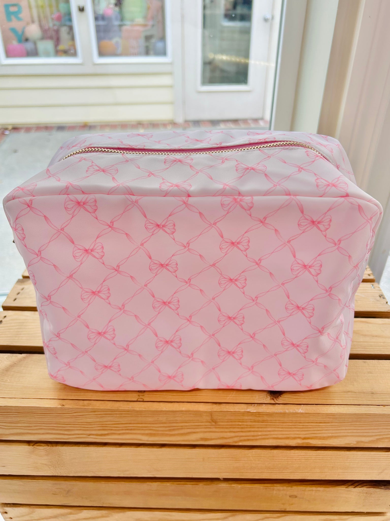 Pink Bow Makeup Pouch - XL