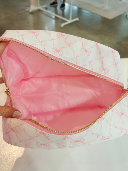Pink Bow Makeup Pouch - XL