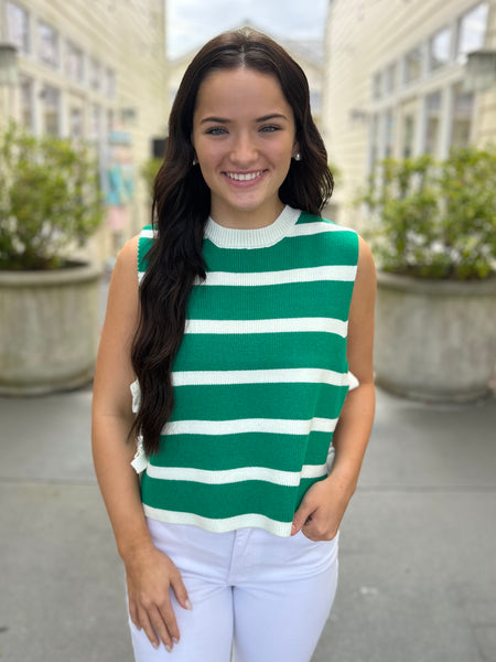Stripes On My Side Sweater Vest - Green