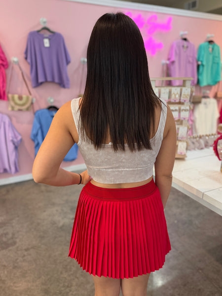 Prep Pleat Skort - Red