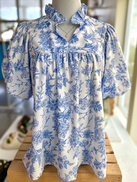 Easy Day Floral Blouse - Blue