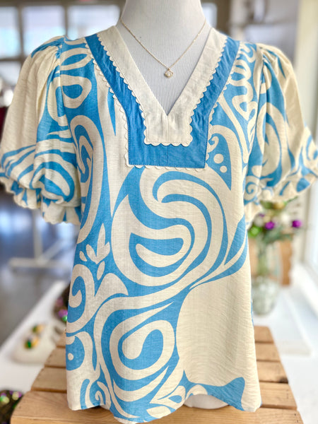 Day In Bloom Blouse - Blue