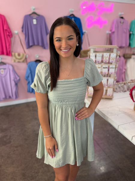 Morning Light Mini Dress - Sage