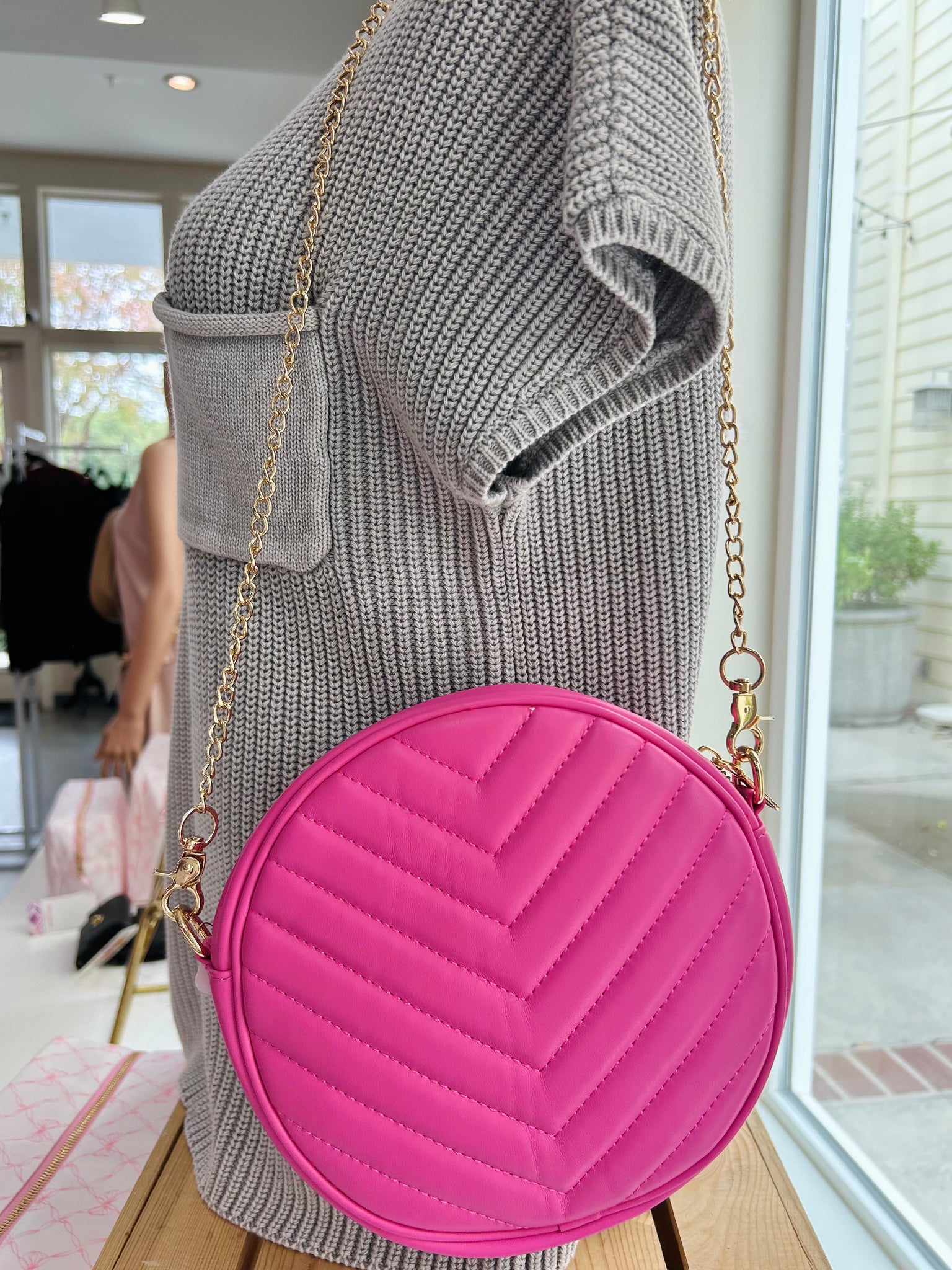 On Your Own Crossbody Purse - Fuchsia