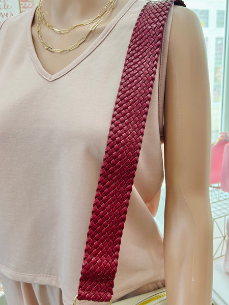 Braided Purse Strap - Maroon