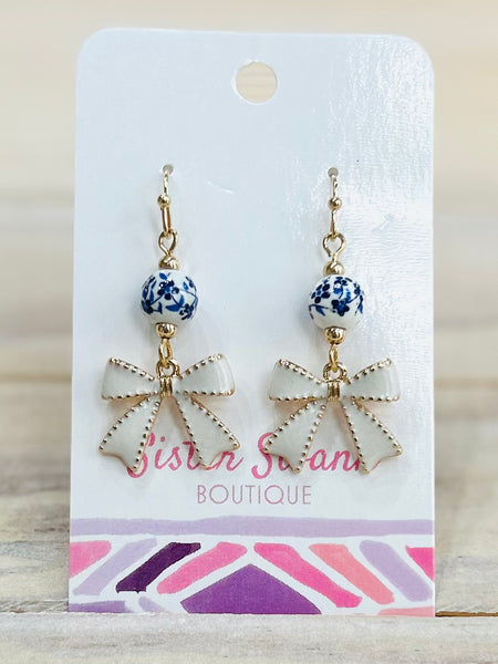 Bow & Blossom Drops - Blue