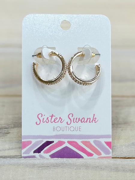 Timeless Pearl Stud Hoops - Gold