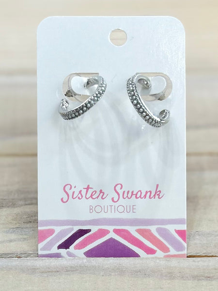 Timeless Pearl Stud Hoops - Silver