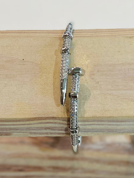 Cuff & Glitter Glam Bracelet - Silver