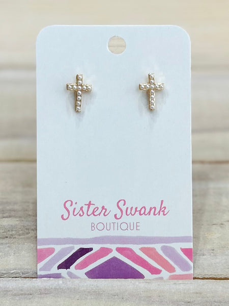 Studded Cross Earrings
