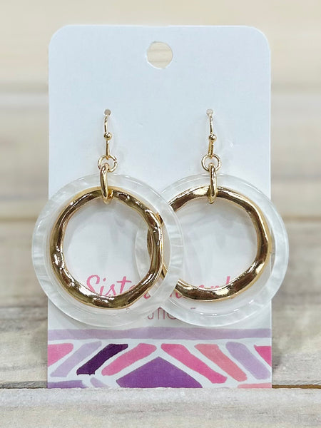 Bold Link Drop Earrings - White
