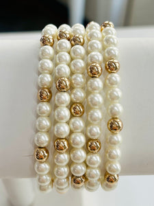 Pearl and Gold Bracelet Set