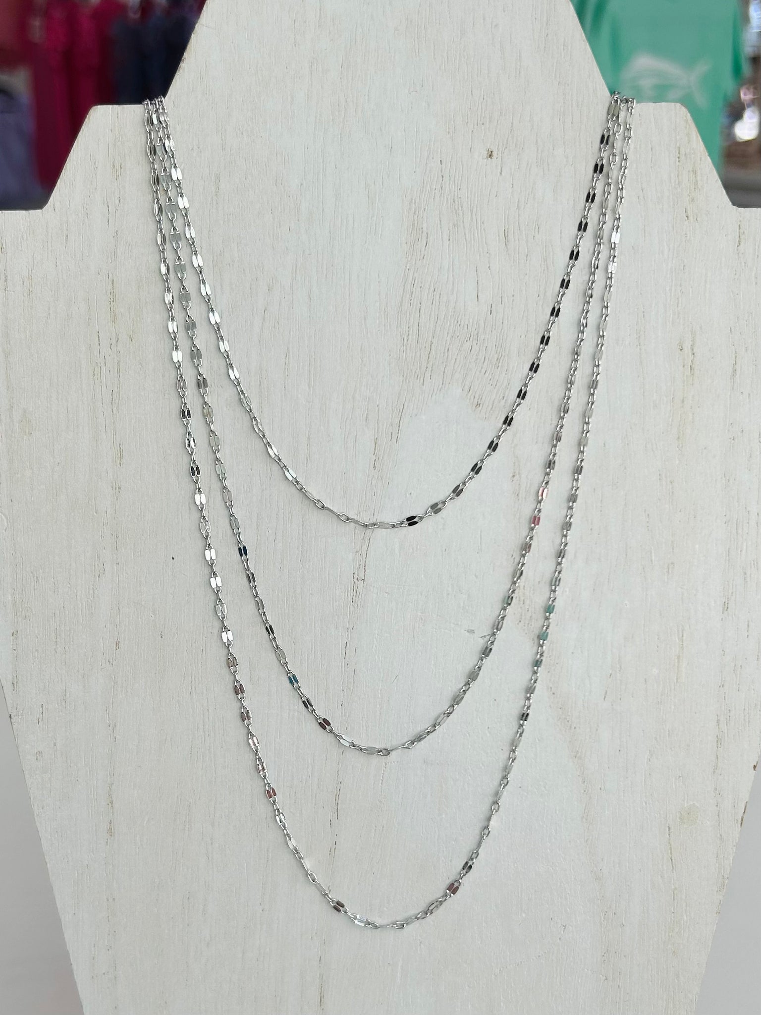 Long Layered Necklace - Silver