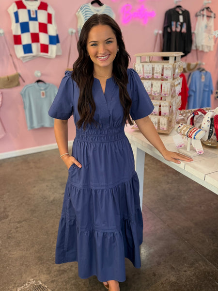 Salt Air Social Dress - Navy