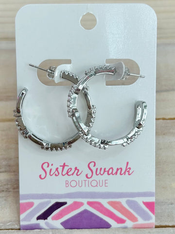 Chain Link Hoop Earrings - Silver