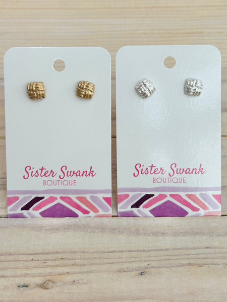 Square Ridged Stud Earrings