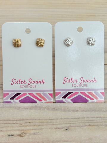 Square Ridged Stud Earrings