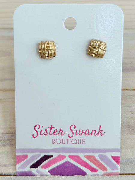 Square Ridged Stud Earrings