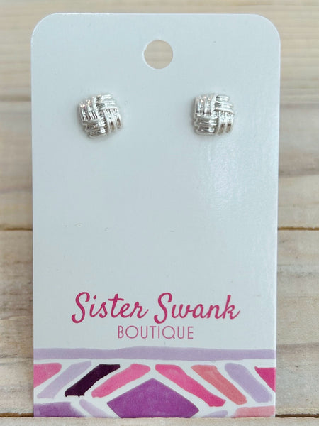 Square Ridged Stud Earrings