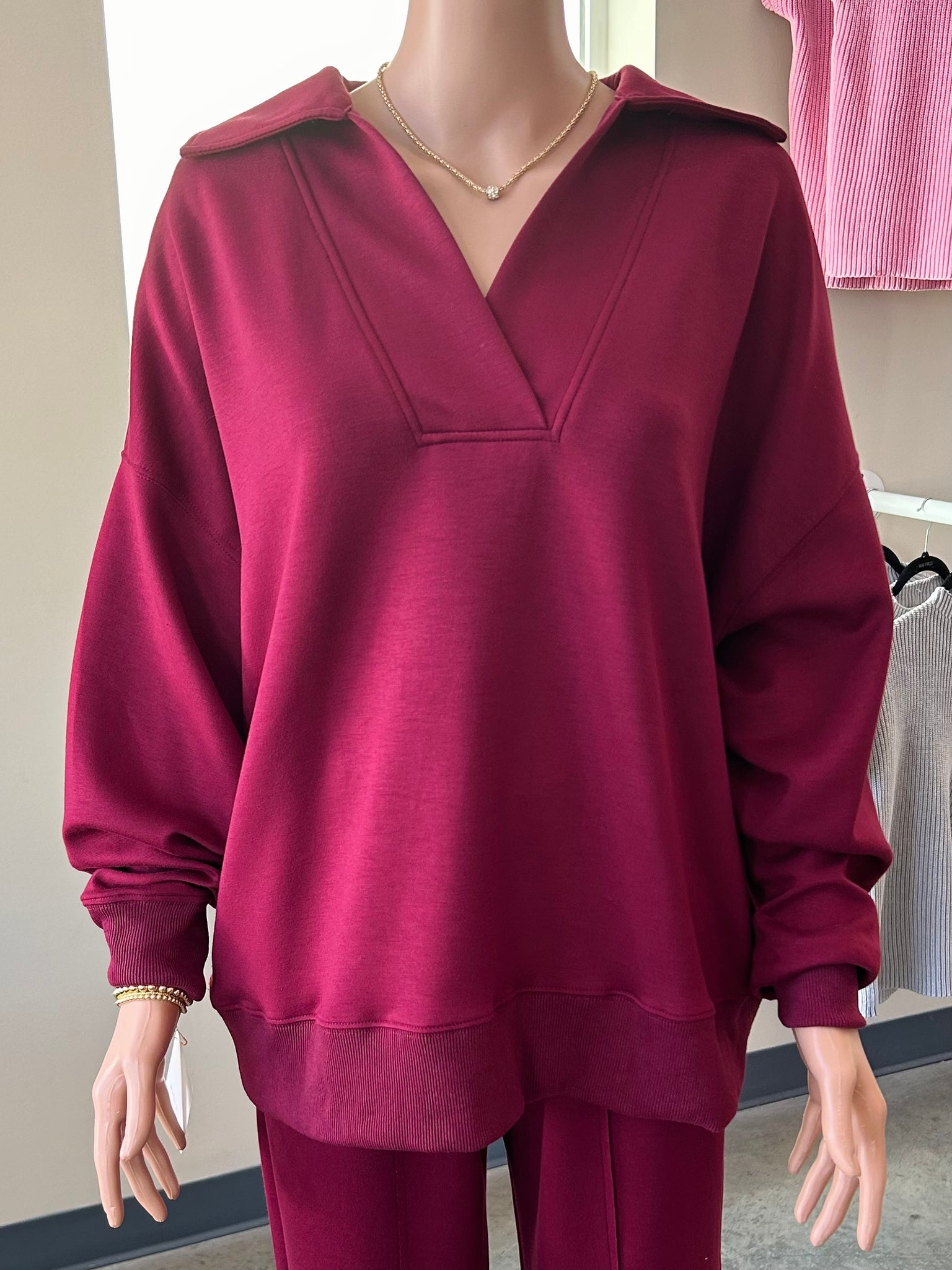 Girl on the Go Pullover - Maroon