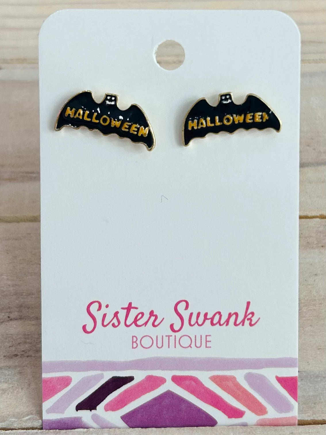 Black Bat Stud Earrings