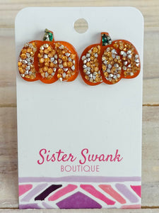 Glitter Pumpkin Stud Earrings