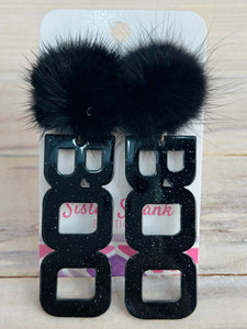 Glitter "BOO" Drop Earrings  - Black