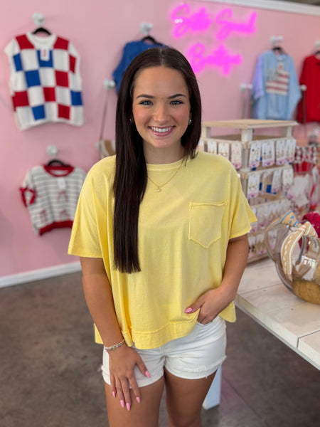 Washed Away Oversized Top - Yellow