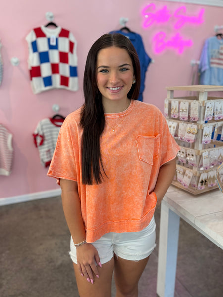 Washed Away Oversized Top - Orange