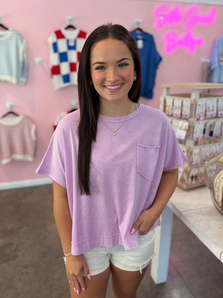 Washed Away Oversized Top - Purple