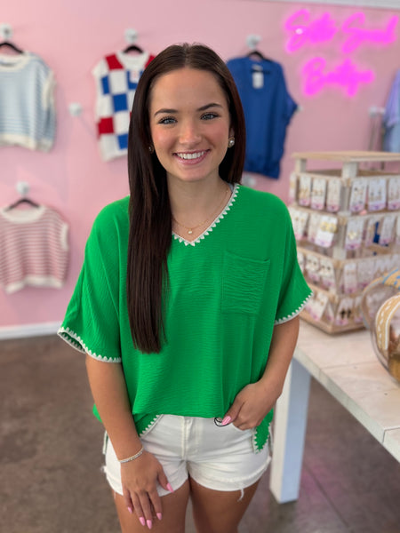 Coastal Charm Blouse - Green