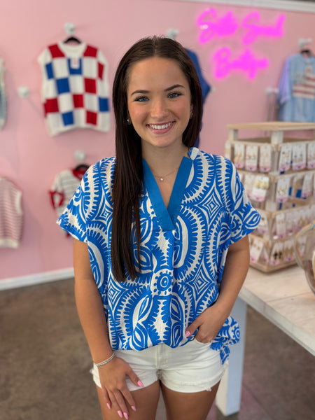Coastal Ease Blouse - Blue