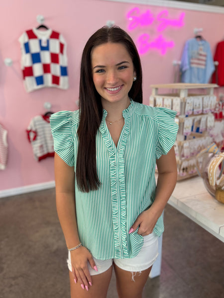 Ruffle Me Pretty Blouse - Green