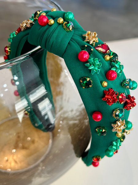 Present Bow/Rhinestone Headband
