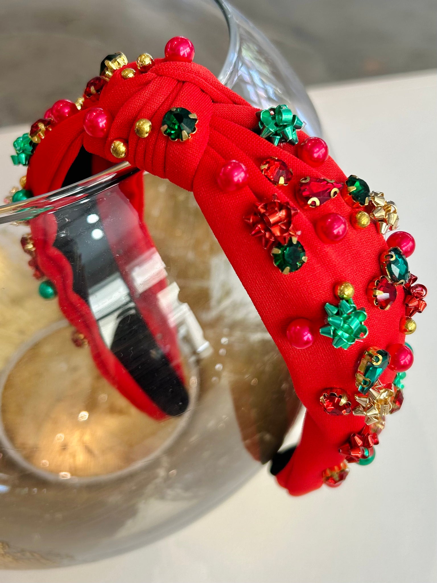 Present Bow/Rhinestone Headband