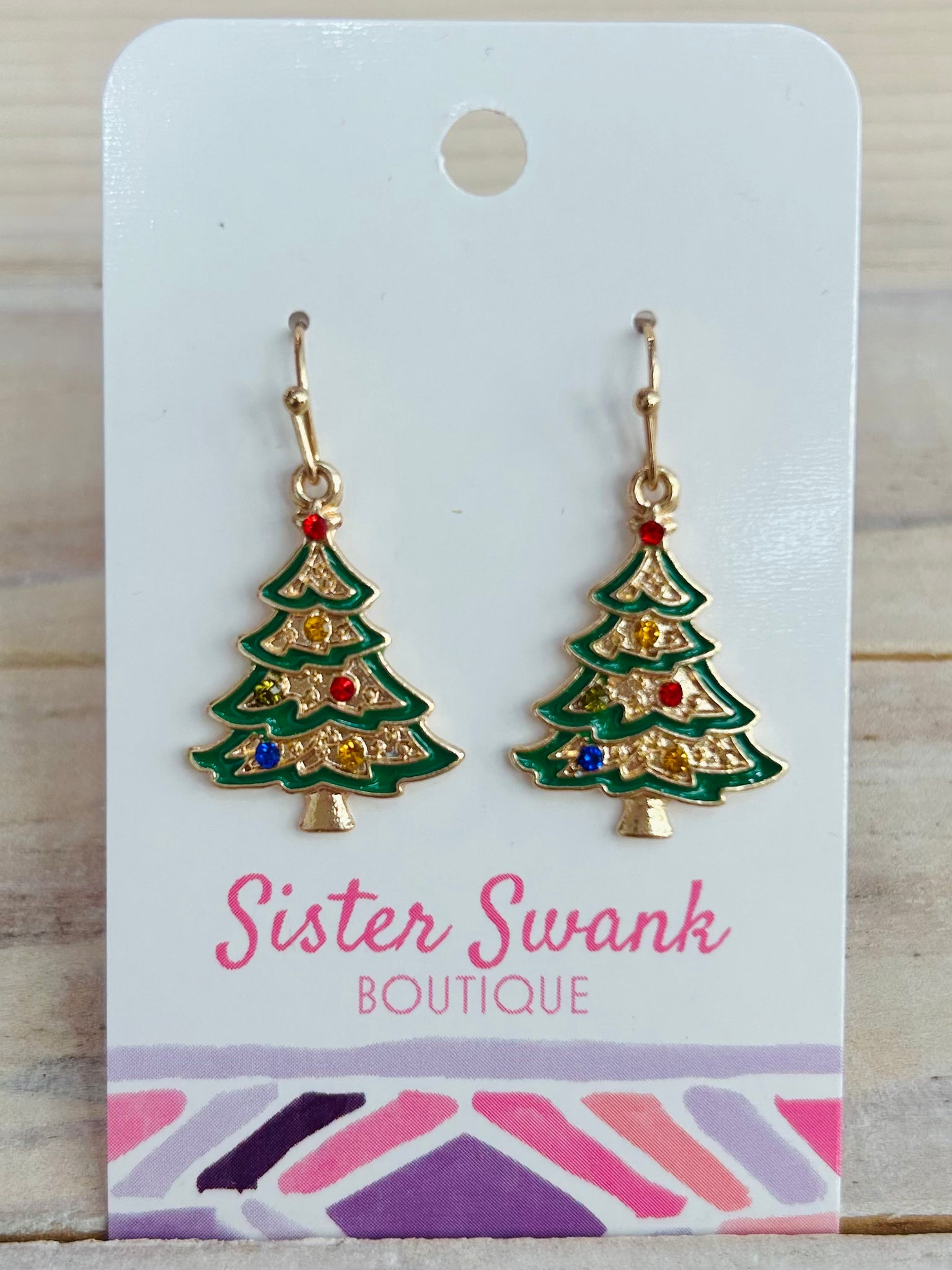 Rhinestone Christmas Tree Drop Earrings