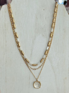 Layered Chain Link Necklace - Gold