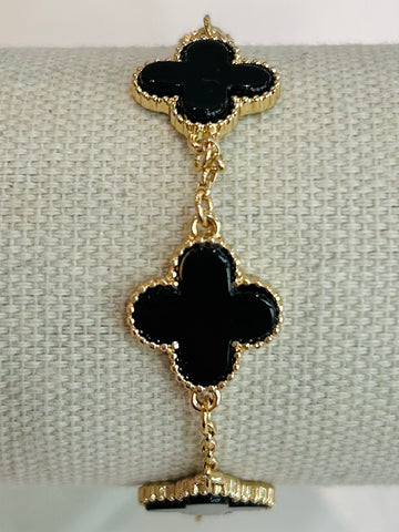 Linked Clover Bracelet - Black