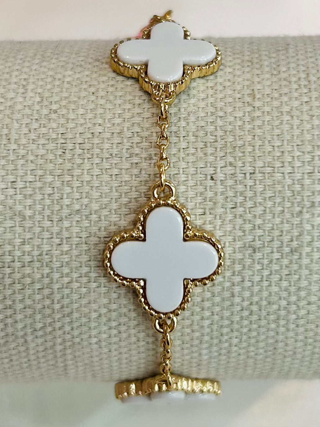 Linked Clover Bracelet - White