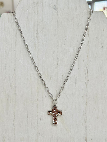 Luxe Cross Necklace - Silver
