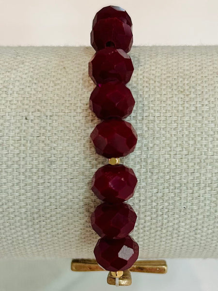 Beaded Cross Bracelet - Maroon