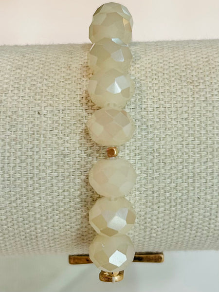 Beaded Cross Bracelet - Cream